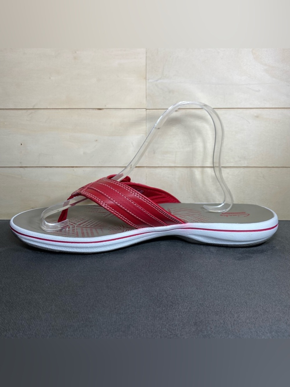 Clarks Breeze Sea Sandals Red White Grey Women's Size 11 Shoes Flip-Flops - Picture 2 of 11
